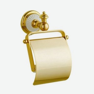Держатель для туалетной бумаги Boheme Bianco Palazzo золотой с крышкой 13,5х13,5х18 см