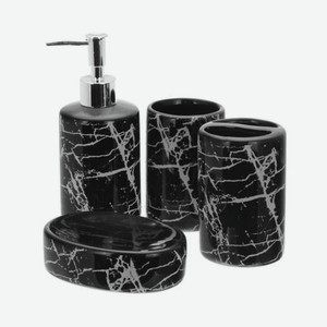 Набор аксессуаров для ванной Hengfei чёрный с белым из 4 предметов (GX18G002)