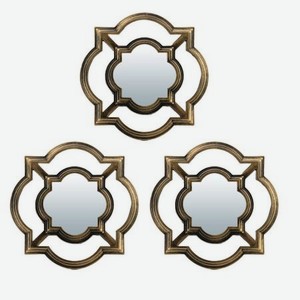 Комплект декоративных зеркал  Канны , бронза, 3шт, 25 см*25 см, D зеркала 12 см