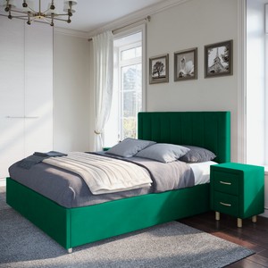 Lazurit Кровать с подъемным механизмом Альфа + матрас Барон Зелёный