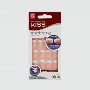 Набор накладных ногтей с клеем для классической формы ногтей KISS NEW YORK PROFESSIONAL Ultra Resistant French 28 шт