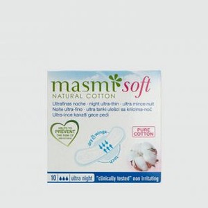 Ультратонкие ночные гигиенические прокладки из натурального хлопка MASMI Soft 10 шт