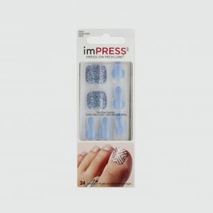 Накладные ногти KISS NEW YORK PROFESSIONAL Impress Pedicure Smoky Topaz 24 шт