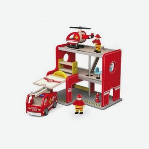 Гараж Пожарная служба (1 машина,вертолет,2 фигурки)в коробке VIGA 50828