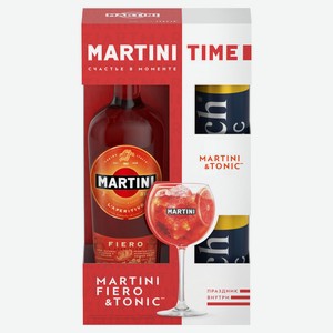 Напиток виноград содержащий из виноградного сырья Martini Fiero Италия, 1 л + 2 банки тоник Rich 0,33 л