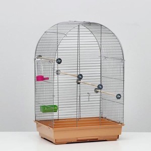 Клетка для птиц Пижон хром укомплектованная 41 х 30 х 65 см бежевая