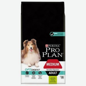 Корм для собак PRO PLAN для средних пород с чувствительным пищеварением с комплексом Optidigest ягненок с рисом 7кг