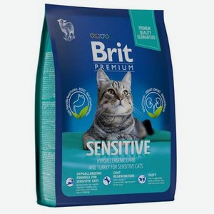 Корм Brit 800г Premium Cat Sensitive для кошек с чувствительным пищеварением с ягненком и индейкой сухой