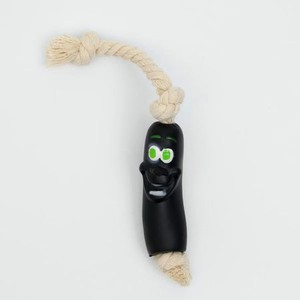 Игрушка для собак Пижон «Обугленная сосиска на верёвке» 14 см чёрная