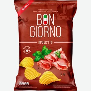 Рифленые чипсы Bon Giorno со вкусом Прошутто, 90 г