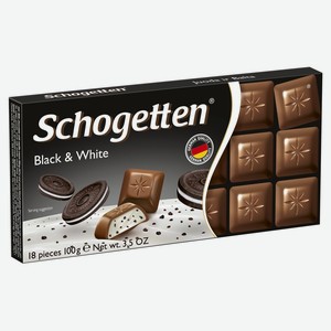 Шоколад <Schogetten> Black&White молоч с ванилью и какао с кусоч печенья 100г Германия