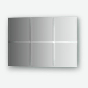 Зеркальная плитка с фацетом 10 мм - комплект 6 шт квадрат 15х15 см, серебро Evoform