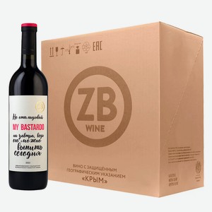 Вино тихое красное полусладкое ZB Wine BASTARDO «Не откладывай ....» 2022 (6 шт.) 0.75 л