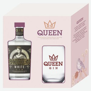 Джин Queen White Gin в подарочной упаковке со стаканом Россия, 0,7 л