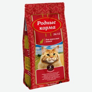Сухой корм для взрослых кошек «Родные корма» телятина, 2 кг