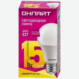 Лампа ОНЛАЙТ светодиодная груша 15Вт Е27 теплый