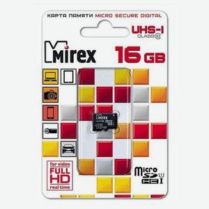 Карта памяти Mirex MicroSDHC 16Gb Class 10 UHS-I 13612-MCSUHS16