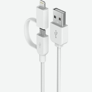 Кабель Devia 2 in 1 Lightning and Micro USB Smart Cable - White