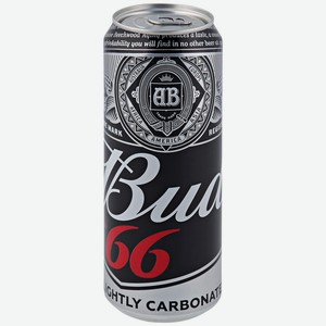 Пиво Bud 66 светлое пастеризованное 4.3% 0.45 л, металлическая банка 
