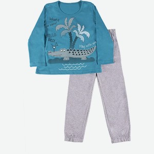 Пижама для мальчика BASIA р.98 цв.сер.меланж+ярко-бирюзовый арт.М1845-4783