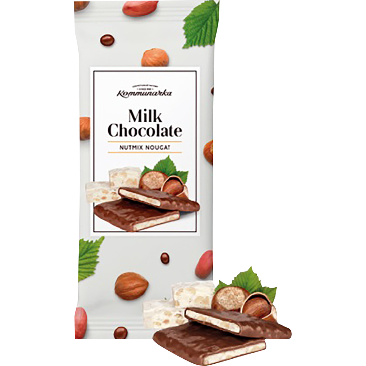 Шоколад молочный с ореховой нугой «Milk Chocolate nutmix nougat» 80гр