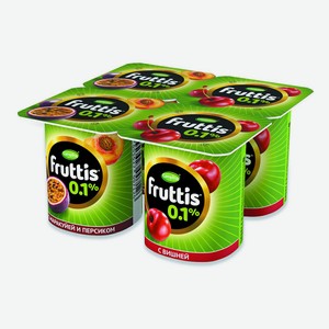 Йогуртный продукт Fruttis Легкий персик-маракуйя вишня 0,1% БЗМЖ 110 г