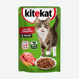 Влажный корм для кошек Kitekat с говядиной в желе, 85 г