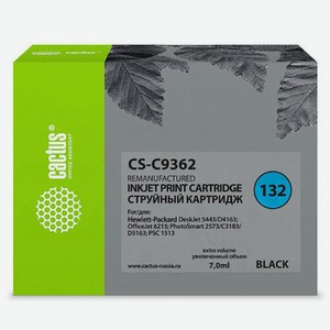 Картридж струйный CS-C9362 черный для №132 HP DJ5443/D4163 PS2573/C3183 (7ml) Cactus