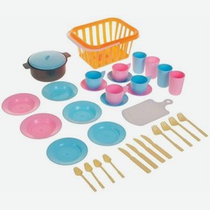 Детский кухонный набор  Пикник  (39 предметов) в корзине У531