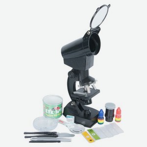 Микроскоп с аксессуарами на бат(свет)в коробке набор скальпелей,лупа,предметные стекла,пластиковая емкость ZYB-B2634
