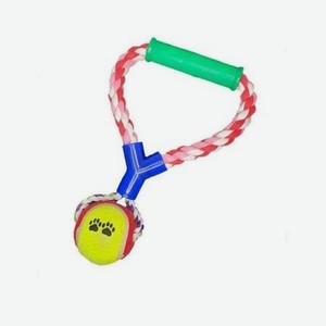 Игрушка для собак Beroma желто-красный мяч на канате с ручкой