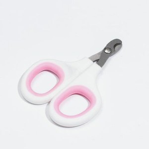 Ножницы-когтерезы Пижон с мягкими ручками отверстие 8 мм бело-розовые