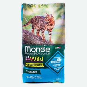 Корм для кошек MONGE BWild Grain free стерилизованных из тунца и гороха 1.5кг