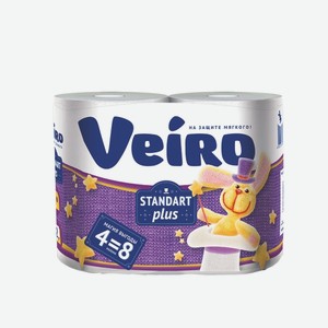 Туалетная бумага «Veiro», «Стандарт Плюс», 2 слоя, 4 шт