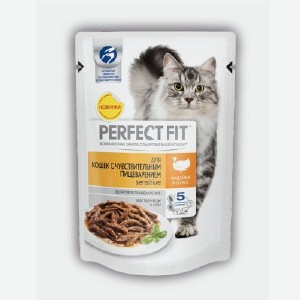 Корм  Перфект Фит , для стерилизованных кошек, с чувствительным пищеварением индейка, 75 г