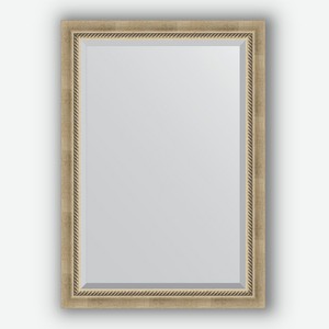 Зеркало с фацетом в багетной раме Evoform состаренное серебро с плетением 70 мм 73х103 см