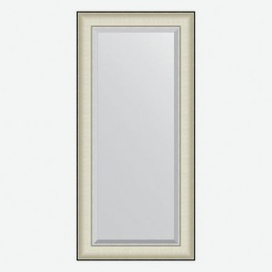 Зеркало с фацетом в багетной раме Evoform белая кожа с хромом 78 мм 54х114 см