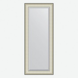 Зеркало с фацетом в багетной раме Evoform белая кожа с хромом 78 мм 54х134 см