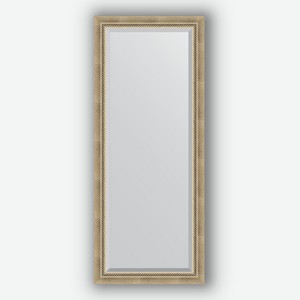 Зеркало с фацетом в багетной раме Evoform состаренное серебро с плетением 70 мм 63х153 см