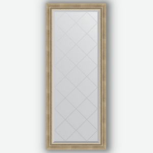 Зеркало с гравировкой в багетной раме Evoform состаренное серебро с плетением 70 мм 63x153 см