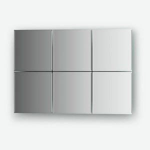 Зеркальная плитка с фацетом 5 мм - комплект 6 шт квадрат 15х15 см, серебро Evoform