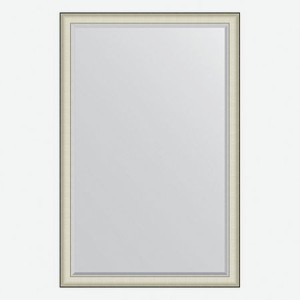 Зеркало с фацетом в багетной раме Evoform белая кожа с хромом 78 мм 114х174 см