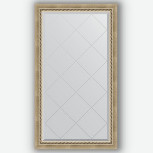 Зеркало с гравировкой в багетной раме Evoform состаренное серебро с плетением 70 мм 73x128 см
