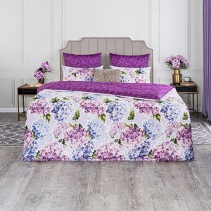 Комплект постельного белья Estia Флёр белый с фиолетовым Евро
