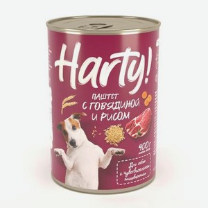 Корм для собак Harty 400г паштет с говядиной и рисом для чувствительного пищеварения консервированный