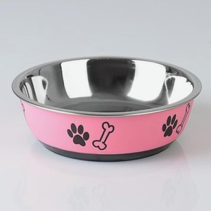 Миска для собак Пижон округлая с нескользящим основанием и принтом 450 мл розовая
