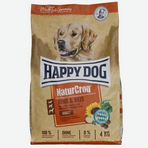 Корм для собак Happy Dog Premium NaturCroq говядина-рис 4кг