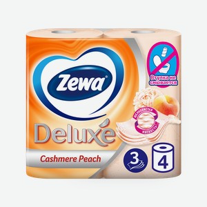 Туалетная бумага Zewa Deluxe Персик 3 слоя, 4 шт.