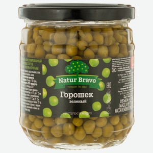 Горошек зеленый консервированный NATUR BRAVO ст/б 430мл ОКЕЙ (Молдова)