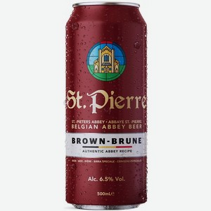 Напиток пивной St.Pierre Brune (Сан Пьерр Брюн) темное пастеризованный 6,5% 0,5л ж/б
